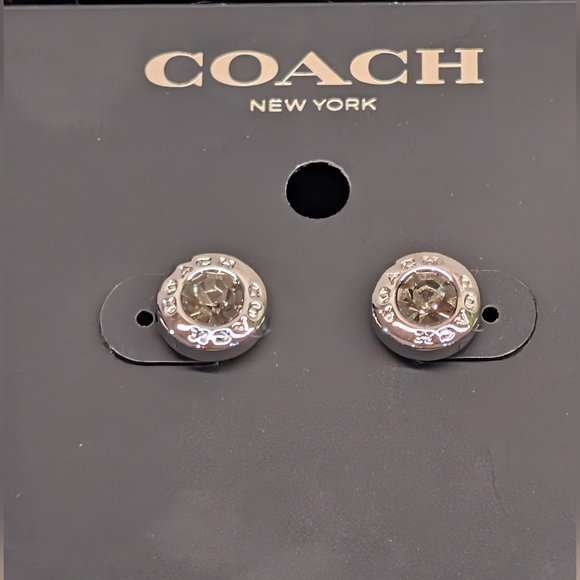 Coach Stud Earrings - NWT - Silver/Crystal - Picture 5 of 7